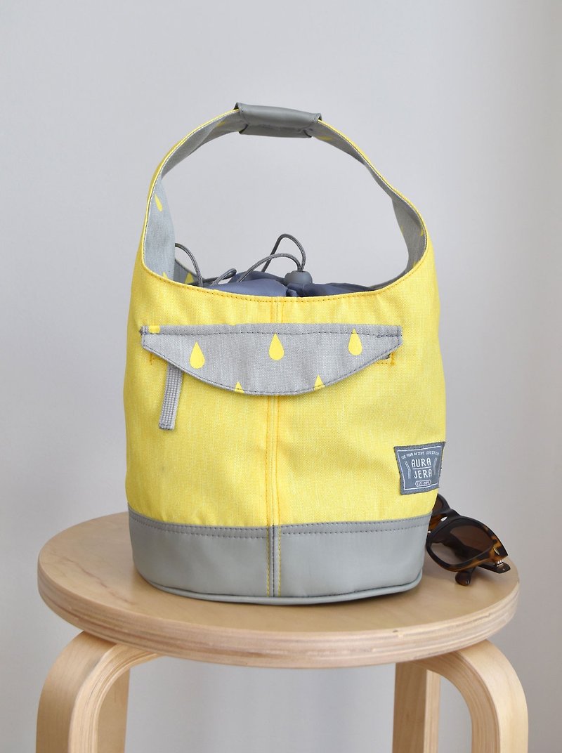 Yellow small drawstring bag,lunch bag - Handbags & Totes - Polyester Yellow