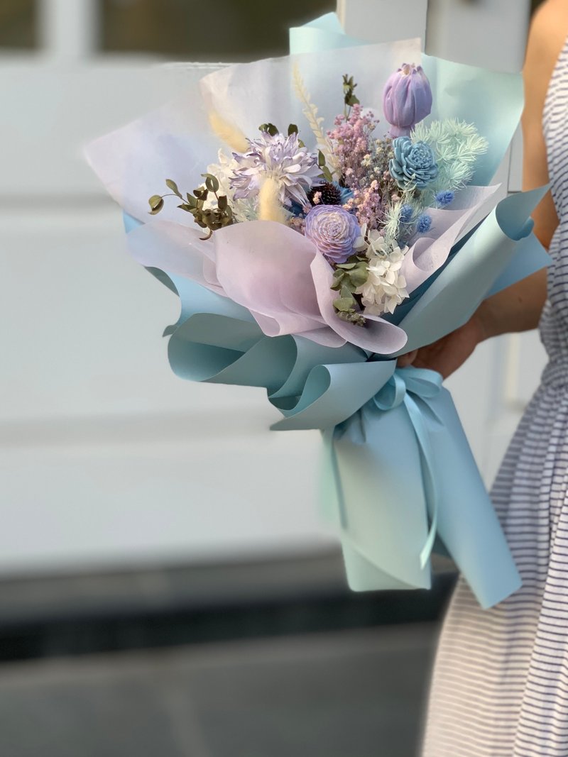 藍紫系 乾燥花永生花束 告白花束 生日禮物 情人花束 畢業花束 - 乾燥花/永生花 - 植物．花 多色