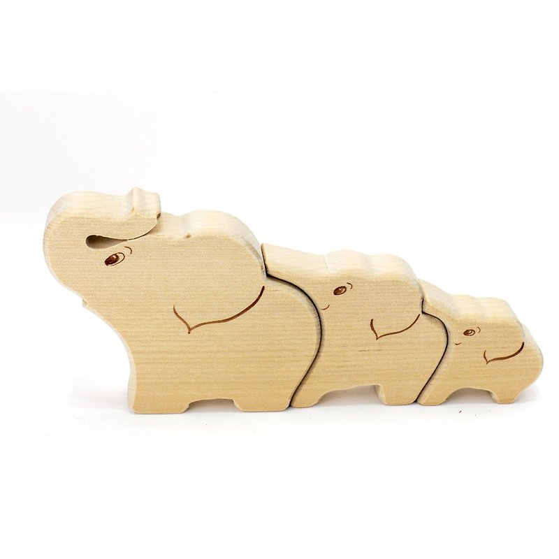 [Selected Gifts] Chunmu Fairy Tale Russian Building Block Family Series: Elephant Family - Kids' Toys - Wood Brown