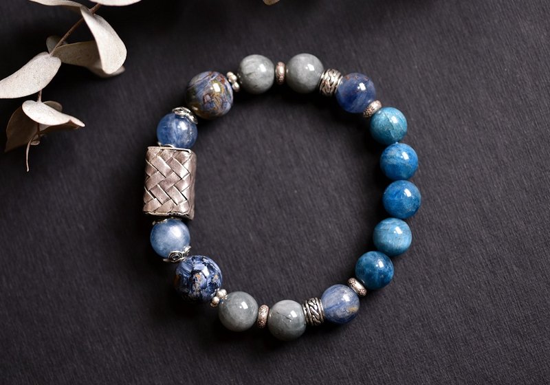 Blue Stone+ Peter Stone+ Stone+ Eagle Eye Stone Sterling Silver Crystal Bracelet - Bracelets - Crystal Blue