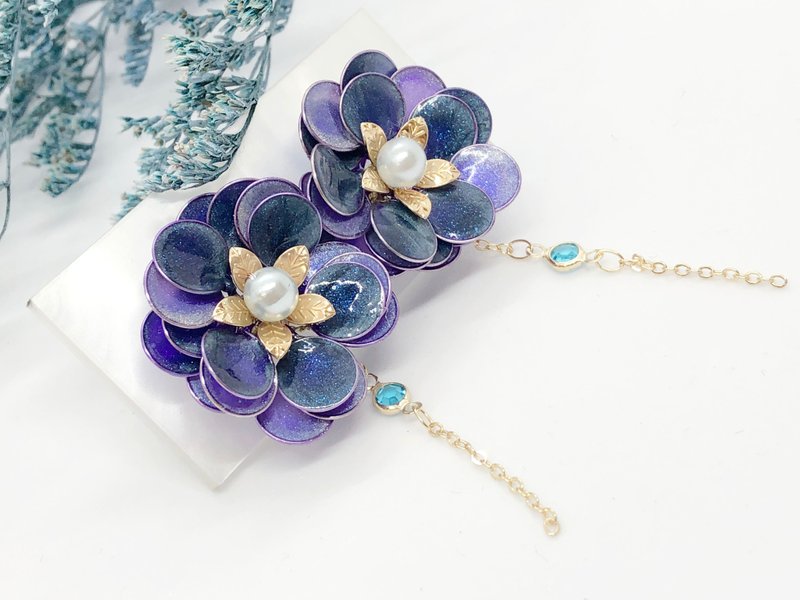 My Deer Crystal Flower Earrings - Night Sky - Earrings & Clip-ons - Resin Purple