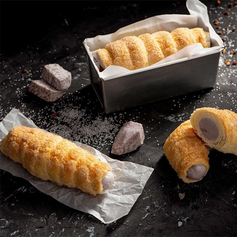 [Lele Dessert] Taro mashed spiral roll (4pcs/box) - เค้กและของหวาน - วัสดุอื่นๆ 