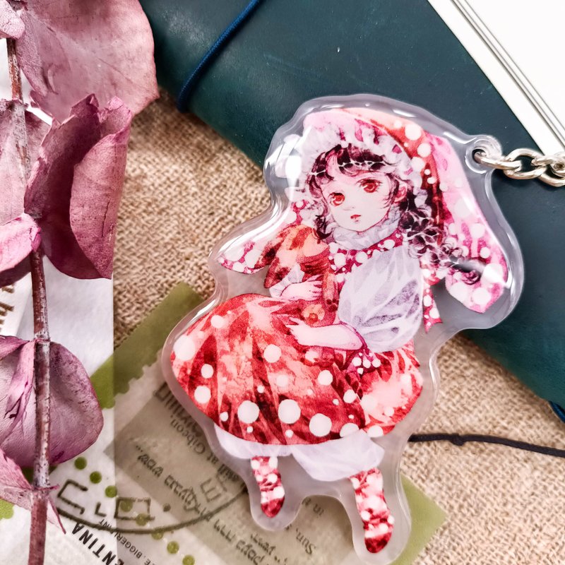 GL1249_The little girl in red dots 1/crystal pendant - ที่ห้อยกุญแจ - พลาสติก หลากหลายสี