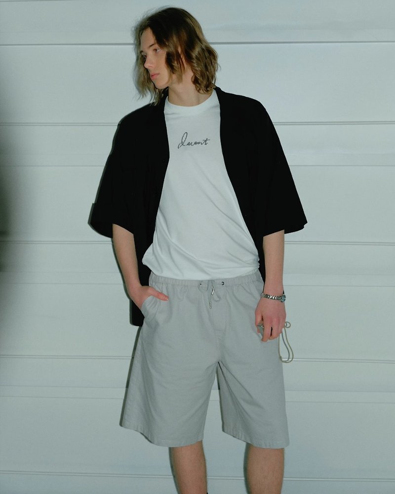 Japanese minimalist loose cotton shorts - กางเกงขาสั้น - วัสดุอื่นๆ สีเทา