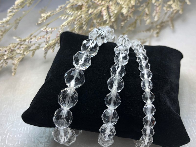 Fast Shipping - High-Grade, Near Flawless Natural White Crystal Bracelet with Multi-Faceted Beads - สร้อยข้อมือ - คริสตัล ขาว