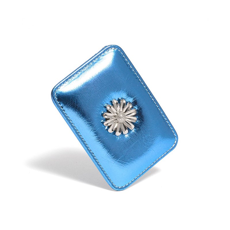 Daisy Slim Mini Transportation Card Wallet shine blue - กระเป๋าสตางค์ - หนังแท้ สีใส