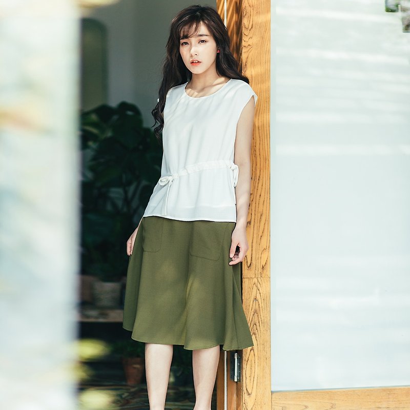 Anne Chen 2017 summer new white sleeveless shirt - เสื้อผู้หญิง - ผ้าฝ้าย/ผ้าลินิน ขาว