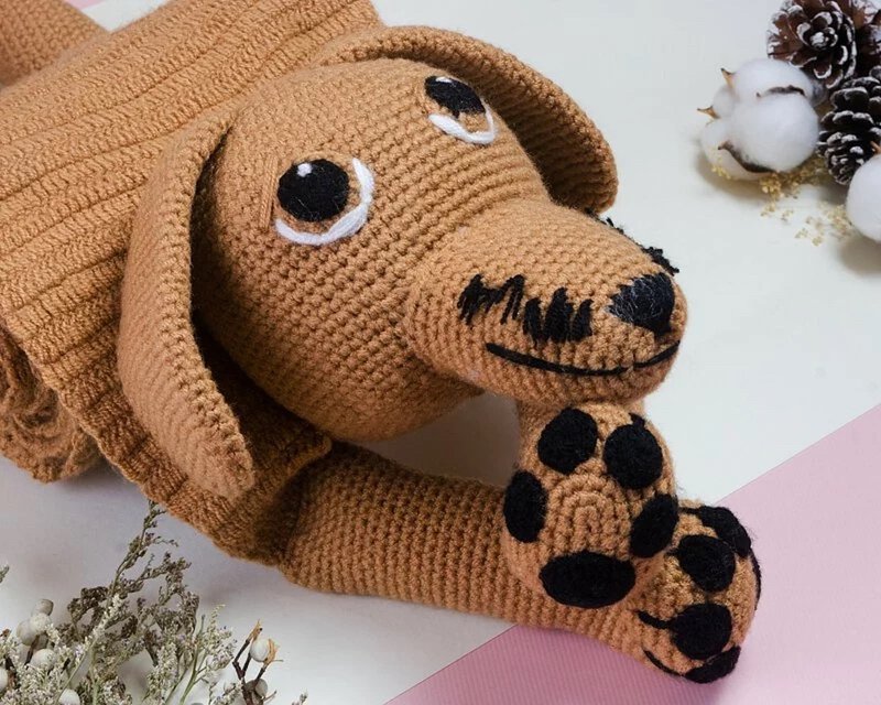 WoofWoof Scarf - Tempura - Knit Scarves & Wraps - Wool Brown