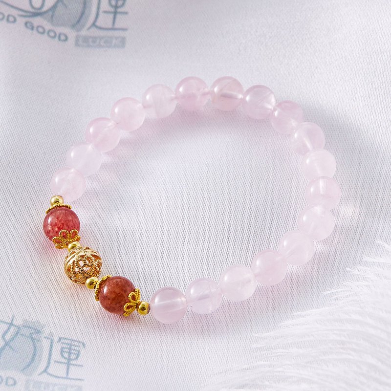 甜蜜相愛粉晶草莓晶手鍊(含開光)招桃花、守護愛情、增加信心 - 手鍊/手環 - 水晶 粉紅色