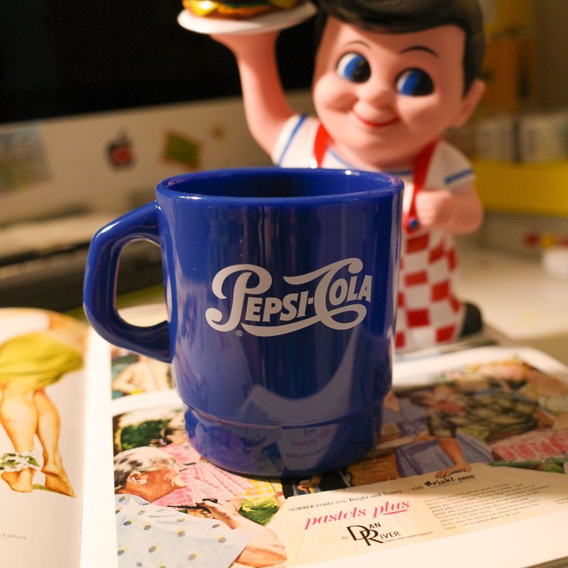 Fire King replacement retro American advertising milk cup mug - Pepsi cola Navy - Cups - Plastic Blue