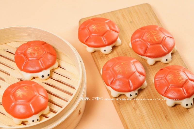 Peace Turtle Face Turtle Lucky Turtle Set of 6 - เค้กและของหวาน - วัสดุอื่นๆ สีแดง