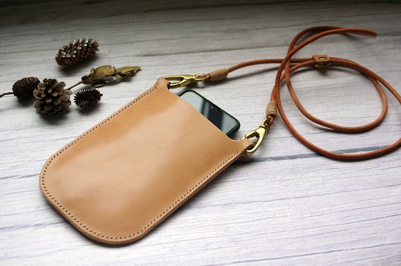 Genuine Leather Simple Smartphone Pouch - กระเป๋าแมสเซนเจอร์ - หนังแท้ ขาว