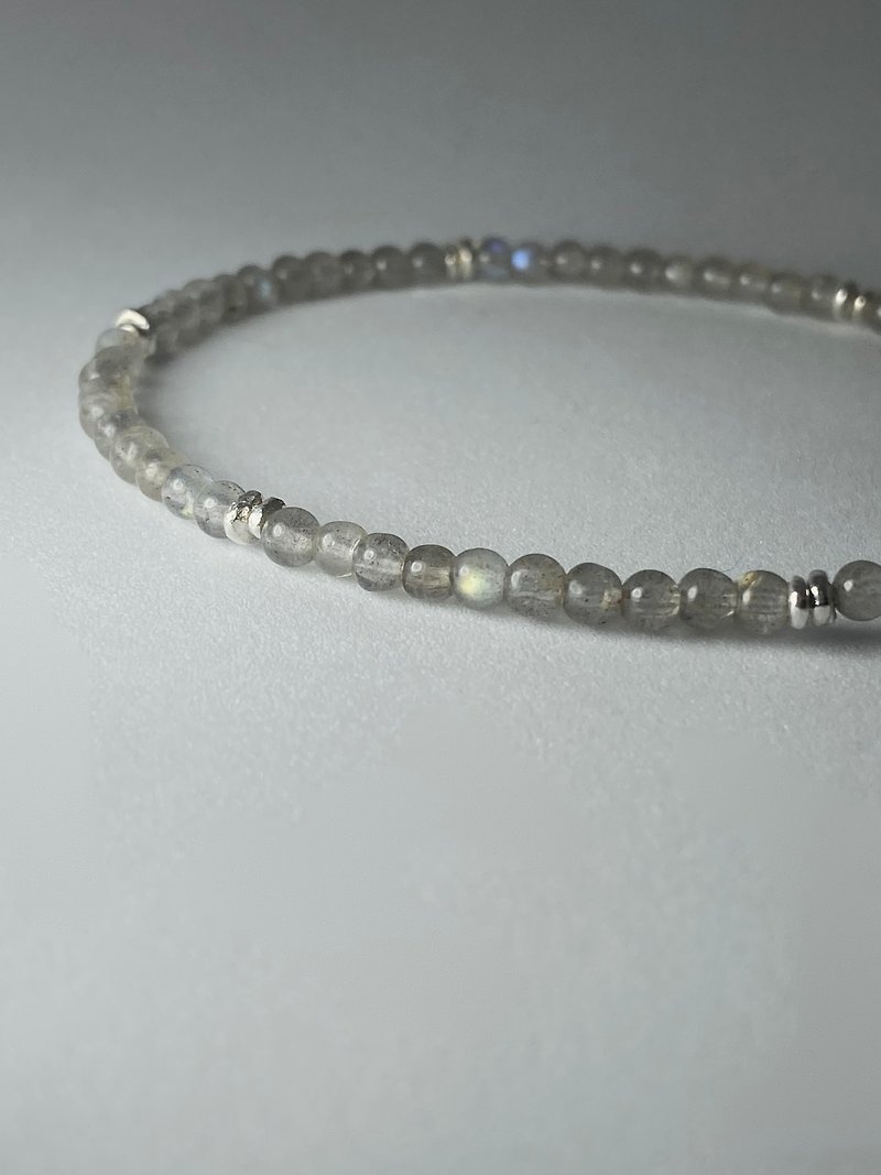 Ore_N04 / Gray Moonstone Sterling Silver Necklace - สร้อยคอ - คริสตัล สีเทา