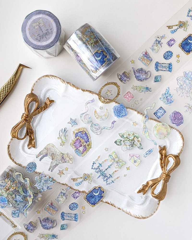 【新款】Le Minuit 午夜時刻 PET 膠帶 (切割款) - 紙膠帶/和紙/PET - 塑膠 藍色