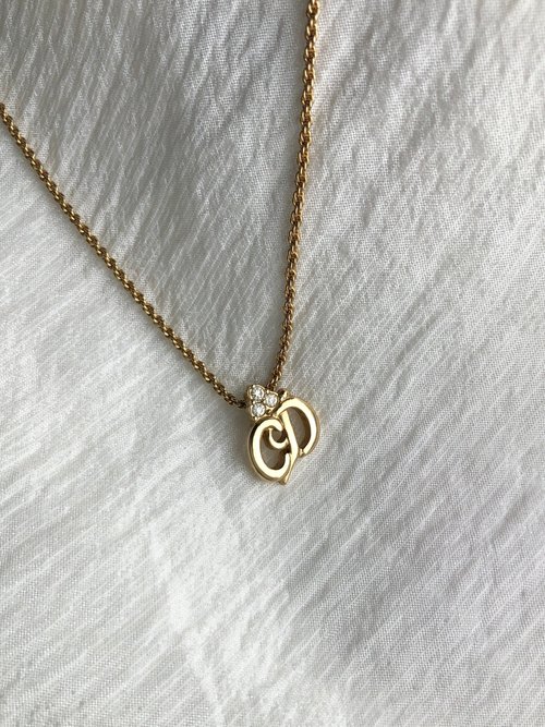 solo-vintage 【 日本直送 名牌中古包 】Christian Dior クリスチャン ディオール ネックレス ゴールド CDロゴ ストーン vintage y4muz6