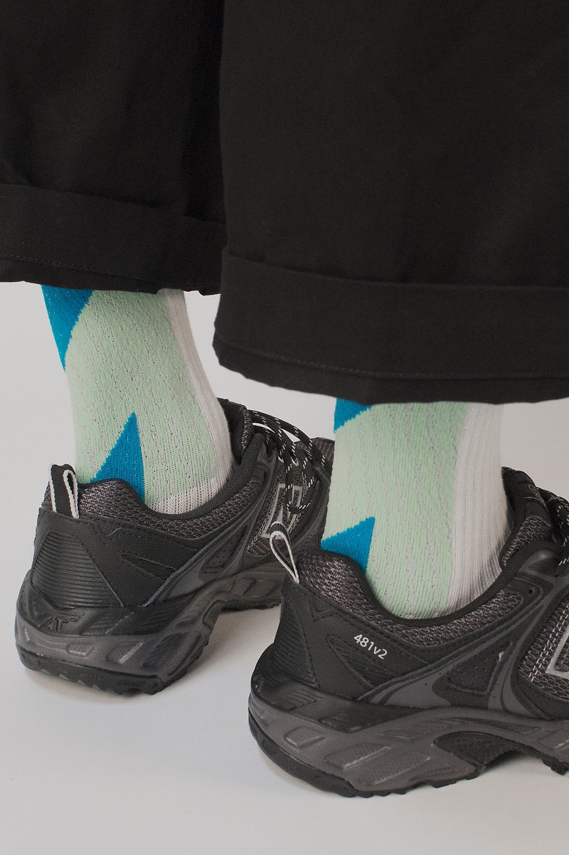 LANDING Teal Green Midcalf socks - ถุงเท้า - ผ้าฝ้าย/ผ้าลินิน สีเขียว