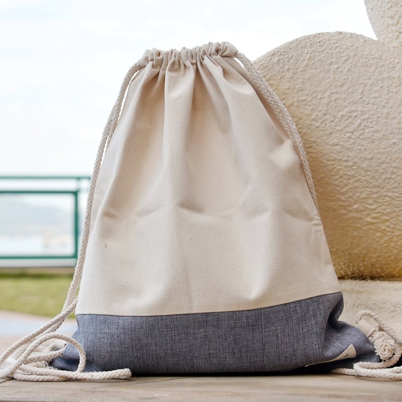 Silverbreeze~ Bundle Back Backpack ~ (B125) (off the box) - Drawstring Bags - Cotton & Hemp Gray