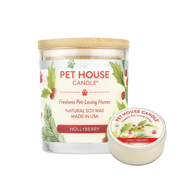 American PET HOUSE Indoor Deodorizing Pet Fragrance Candle-Holly Berry - Candles & Candle Holders - Glass 