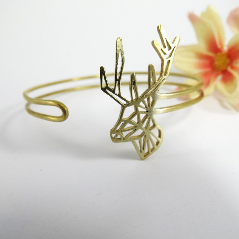 Deer Geometric two wire bracelet - สร้อยข้อมือ - โลหะ สีส้ม