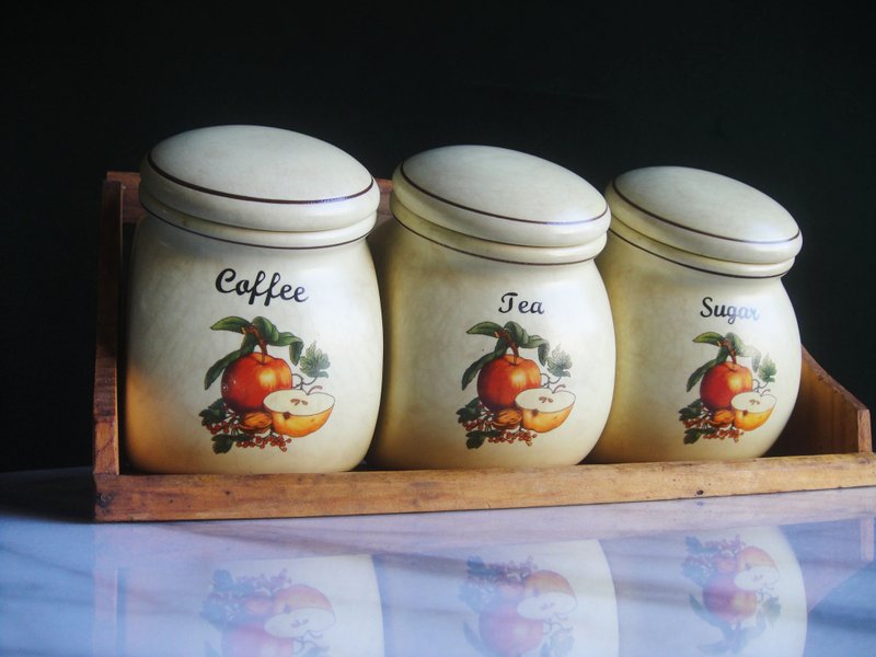 【老時光 OLD-TIME】早期二手冰裂紋陶瓷調料罐 - 居家收納/收納盒/儲物盒 - 其他材質 