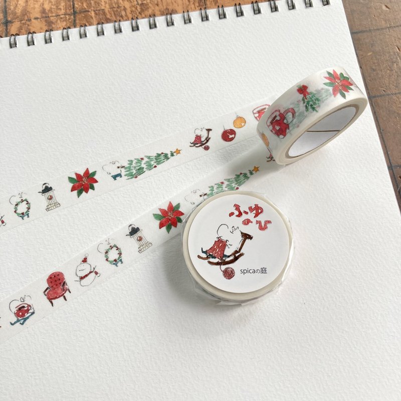 winter day /mushroom 15mm × 7m masking tape - มาสกิ้งเทป - กระดาษ 