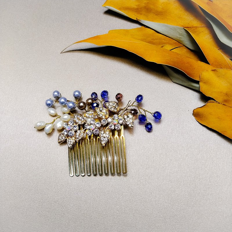 Wearing a happy rice ear series - bridal hair comb. French comb. Self-help wedding -051-3 - Hair Accessories - Other Metals Gold