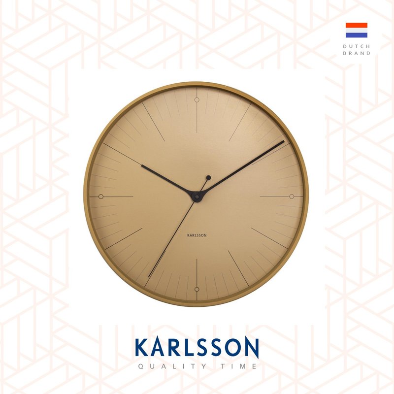 荷蘭Karlsson wall clock 40cm Index mustard yellow 芥末色掛鐘 - 時鐘/鬧鐘 - 其他金屬 橘色