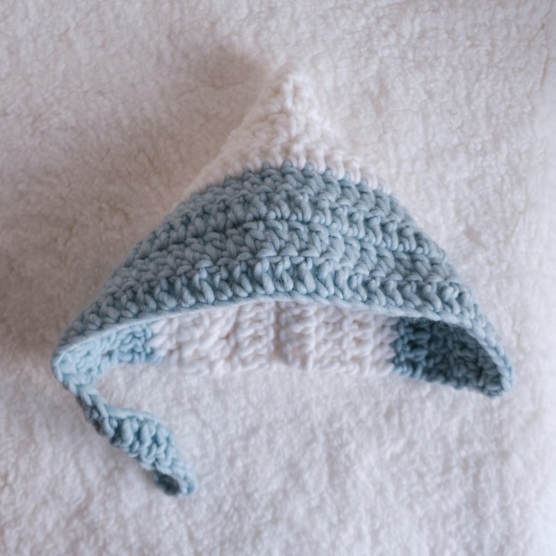 冰藍雪山小精靈蓋耳帽 - 嬰兒帽/髮帶 - 羊毛 