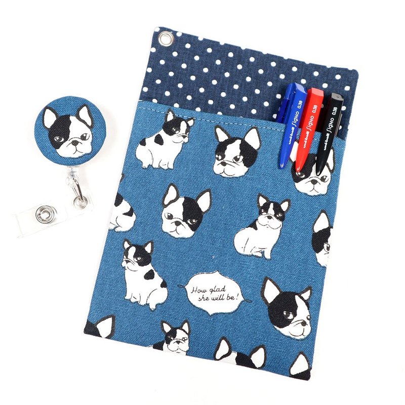 醫師袍 口袋式 防漏墨 收納袋 筆袋+證件夾 - 法鬥 (藍) - 鉛筆盒/筆袋 - 棉．麻 藍色