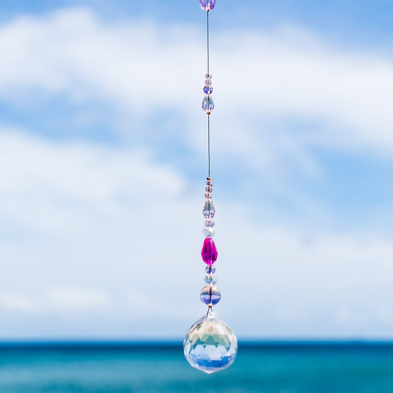 Suncatcher Flower 30mm Pink Feng Shui Interior Mobile Crystal Glass - Items for Display - Glass Pink