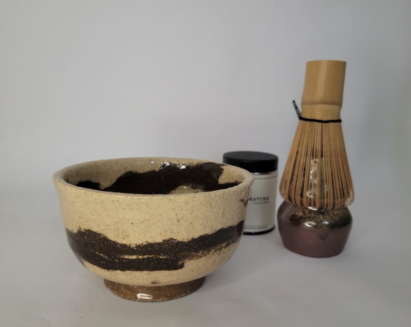 美國土 原色絞胎碗抹茶碗 - 碗 - 陶 卡其色