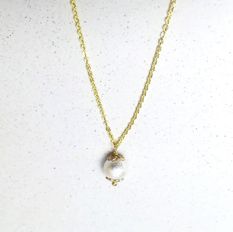 △ cotton pearl necklace - elegant lady afternoon - Limited Sold necklace - สร้อยคอ - วัสดุอื่นๆ สีเหลือง