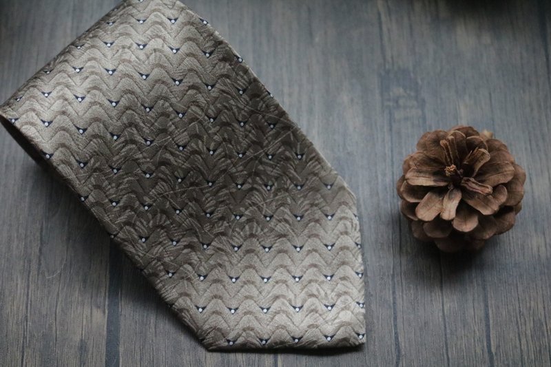 棕色百分百真絲領帶紳士商務禮盒裝tie - 領帶/領帶夾 - 絲．絹 卡其色