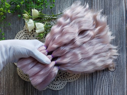 HappinessForDolls Mohair doll hair. Light-purple. Doll hair. Straight or curly to choose from.