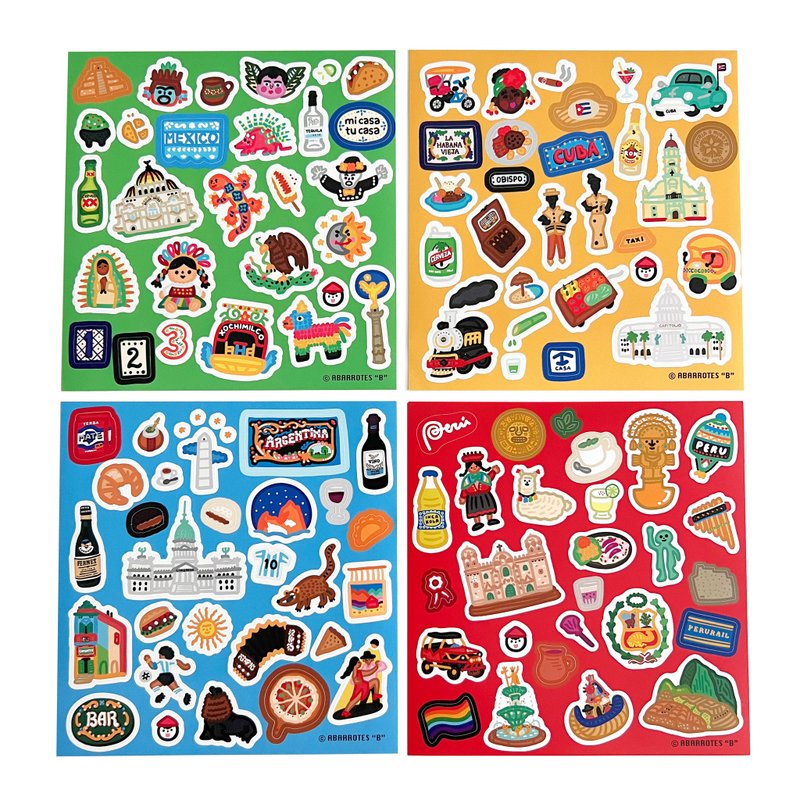 México/Cuba/Argentina/Perú Sticker - สติกเกอร์ - กระดาษ หลากหลายสี