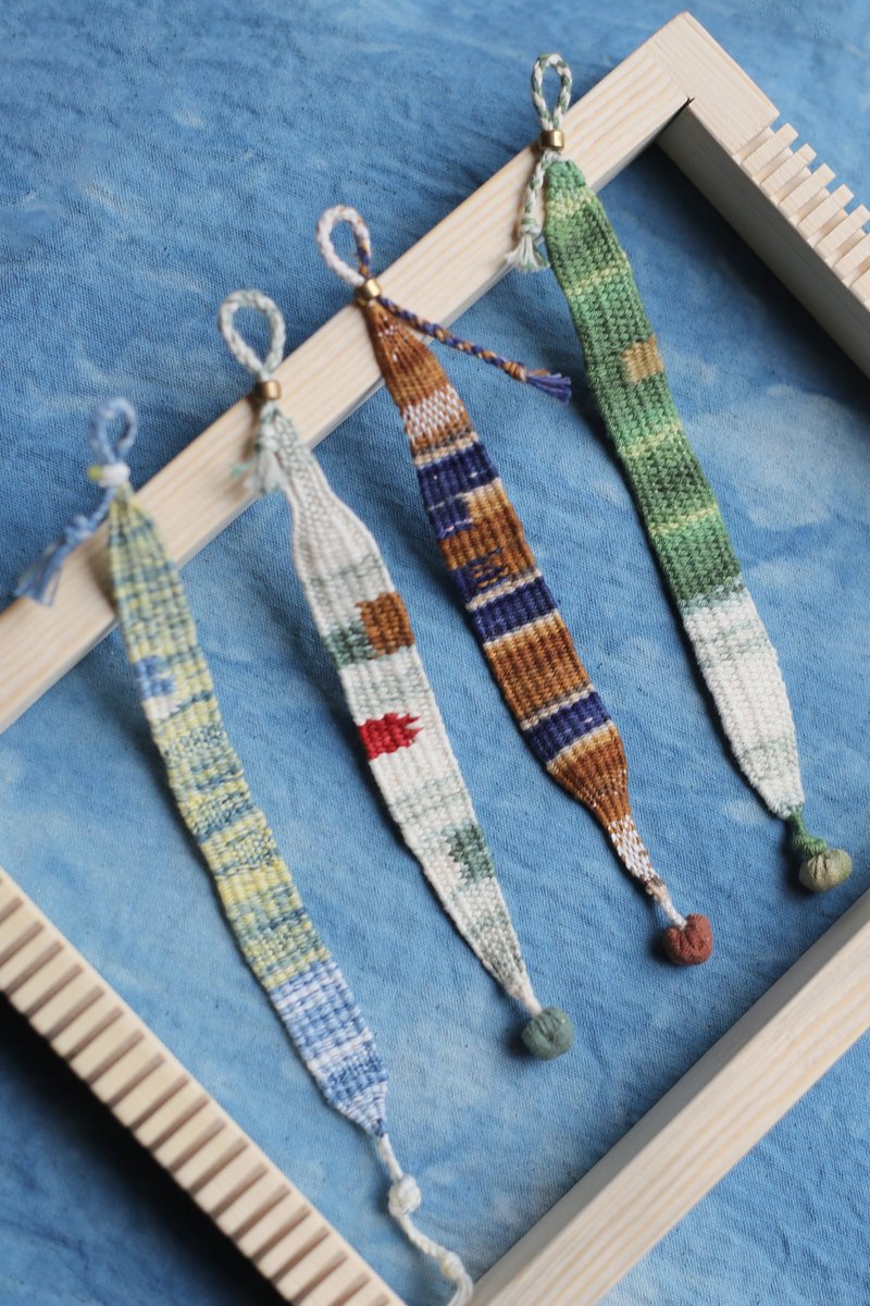 NO.8 Original Fully Handmade & Botanical Dye | Beautiful Hues | Pure Cotton Hand-dyed Thread Woven Bracelet | Artistic - Bracelets - Cotton & Hemp Green