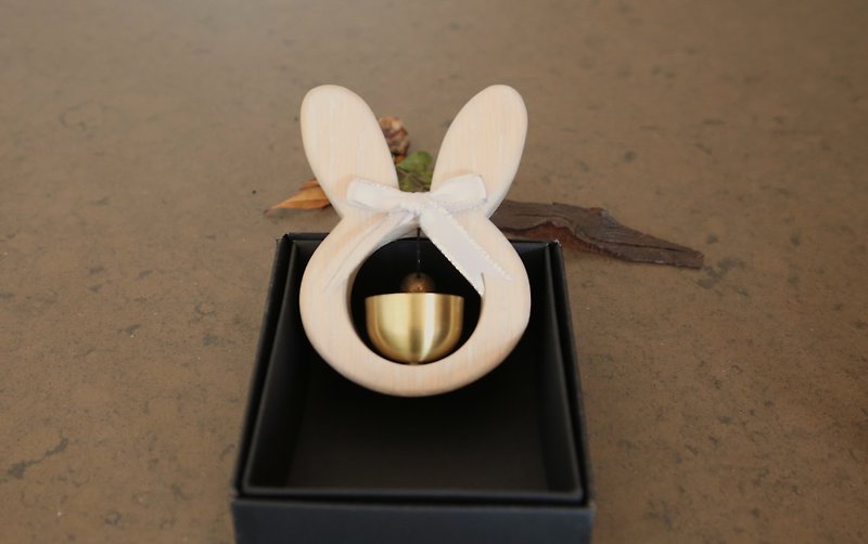 手工製作兔子黃銅門鈴/洗白色/聖誕節禮物 - 其他家具 - 木頭 