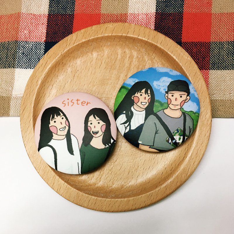 Custom hand-painted portrait badges (in) - Badges & Pins - Plastic 
