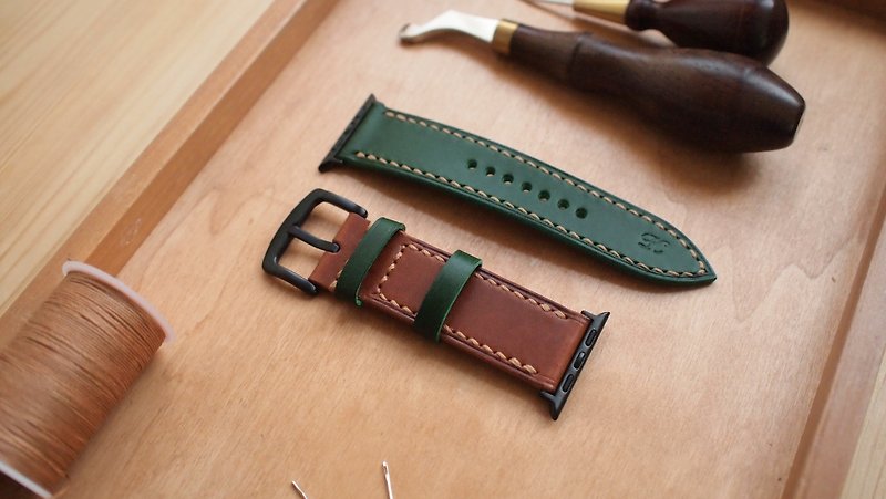 Apple Watch Custom Leather Strap Two Tone Custom - สายนาฬิกา - หนังแท้ หลากหลายสี