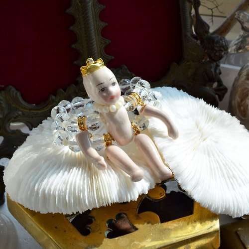TIMBEE LO shop 陶瓷娃娃水晶雙串手鍊 貓耳朵帽子 鍍18K真金金圈吊飾