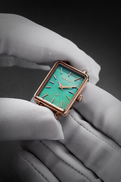 MOONART影月手錶品牌官方店 【MOONART】方型手錶 藝月系列-園林 女裝手錶 珍珠貝藝術手錶