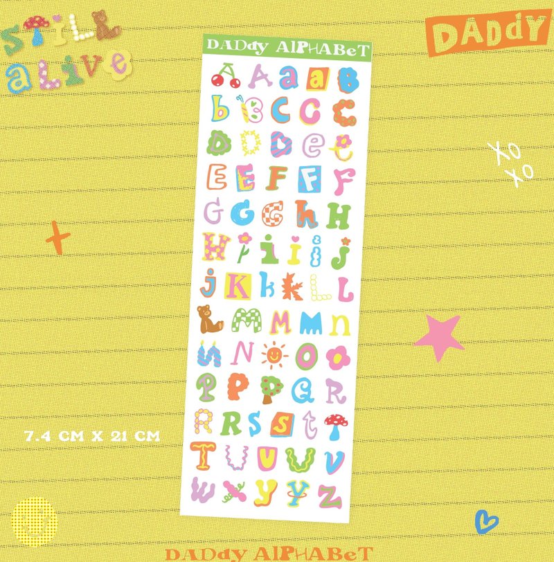 Daddy mini Alphabet cherry sticker Green V2 - 貼紙 - 防水材質 多色