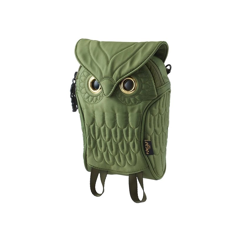 [Old Friends Limited Gift] Morn Creations Genuine Owl Phone Bag-Green - Clutch Bags - Other Materials Green