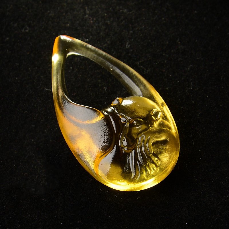 Stone monkey playing glass-limited edition of glass yellow | stone monkey's golden luck - Charms - Glass Yellow