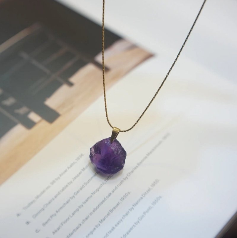 Amethyst Rough Necklace - สร้อยคอ - คริสตัล สีม่วง