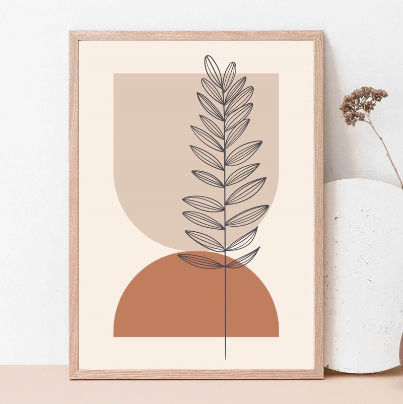 現代藝術、米色裝飾、抽象藝術、銹棕波西米亞風裝飾、jpg 文件、牆壁藝術 - 海報/掛畫/掛布 - 其他材質 咖啡色