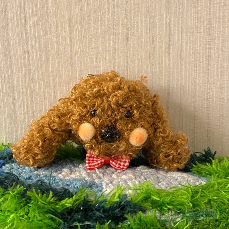 Red VIP curly hair small blush dog head pendant 5cm-hair root twist stick handmade pendant/wool doll - Stuffed Dolls & Figurines - Other Materials Brown