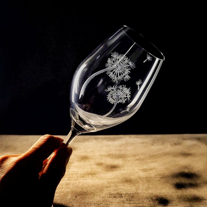 【詩路杯客製】白酒杯 可單購/可配對 手工雕圖/免費刻字 - 酒杯/酒器 - 玻璃 透明