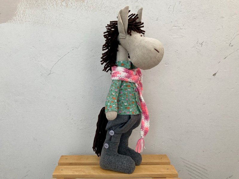 Handmade Horse Toy, Gift for horse lover - 寶寶/兒童玩具/玩偶 - 亞麻 綠色