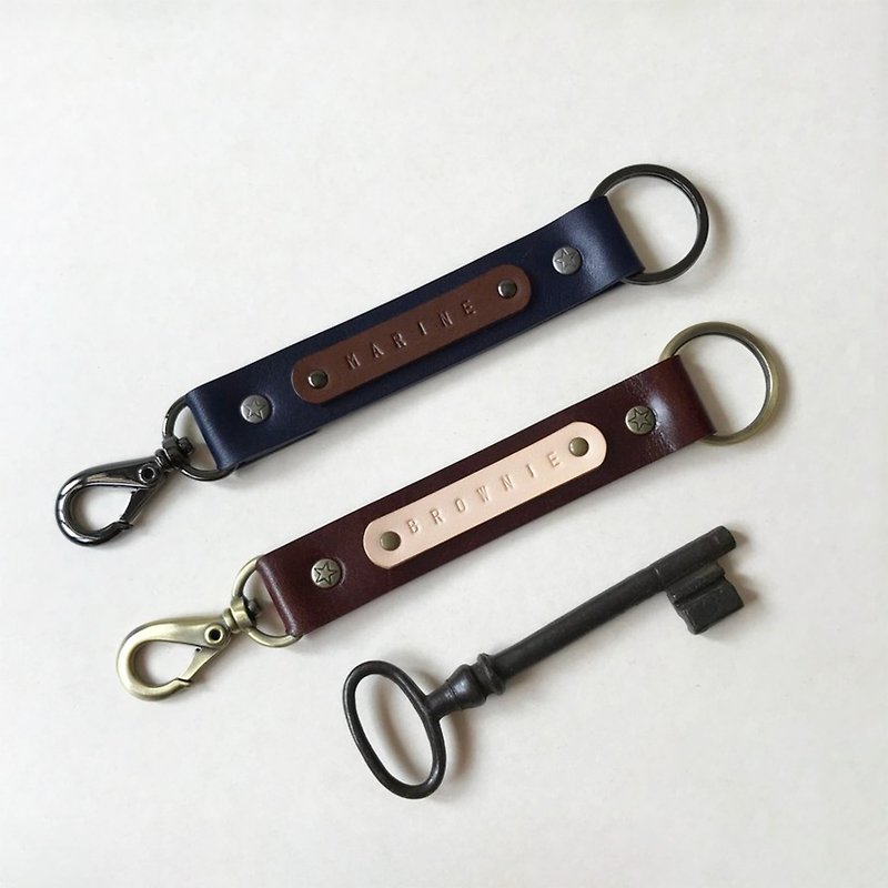 福爾摩斯 皮革鑰匙圈/吊飾/-海軍藍 /布朗尼 /胡桃色 /客製化禮物 - 鑰匙圈/鑰匙包 - 真皮 藍色